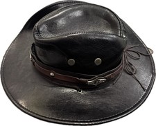 Faux Leather Western Style Hat, Black