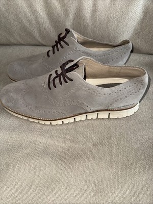 Cole Haan Grand Zero suede wingtip sneakers Gray with white soles mens 12