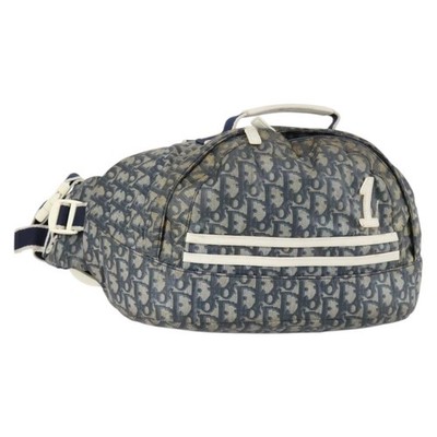 Christian Dior Trotter Canvas Backpack PVC Blue Silver Auth bs31270