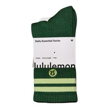 Lululemon Unisex Daily Essential Crew Socks Summer Willow Crespin Green Sz M NWT