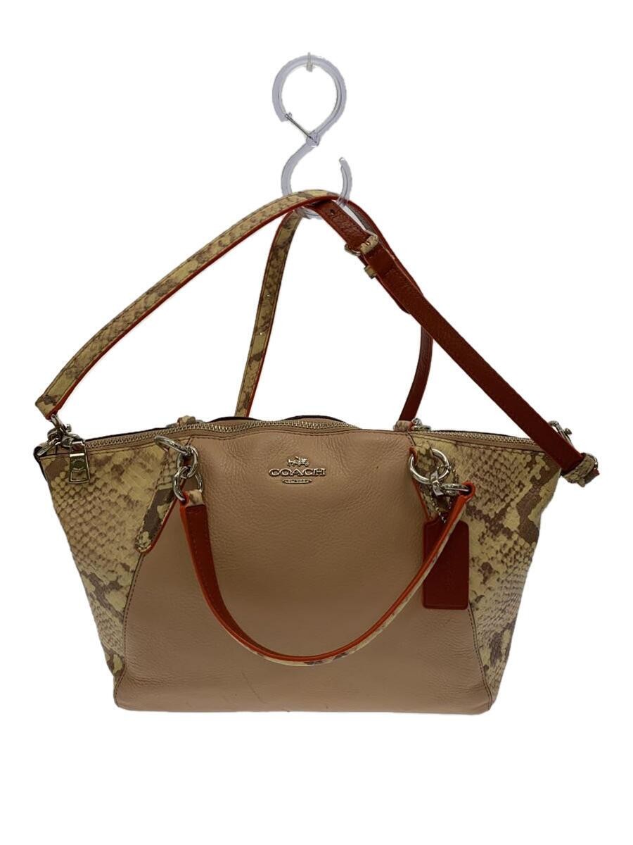 COACH Handbag Leather BEG Animal F13692