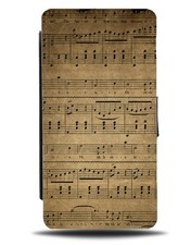 Vintage Musical Notes Flip Wallet Case Music Note Symbols Writing Scores BC56