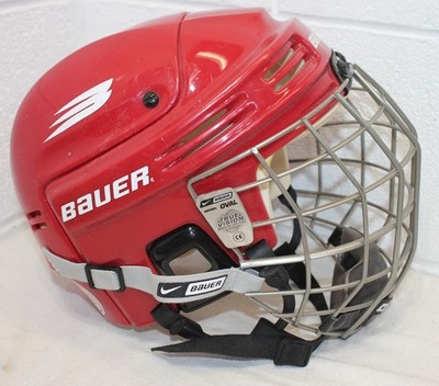 BAUER HH3000L Hockey Helmet RARE RED w/ Nike FM5500L Oval FULL Mask EUC!!