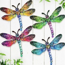 Metal Dragonfly Wall Decor - 9.6" Outdoor Fence Wall Art, Hanging Decorations...
