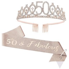 50Th Birthday Decorations for Women 50 and Fabulous Birthday Sash Headband