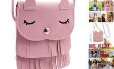 Cat Tassel Shoulder Bag Small Coin Purse Crossbody Satchel for Kids Girls,