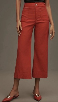 Anthropologie Maeve The Colette Wide Leg Magic Fabric Pants True Red Size 26P