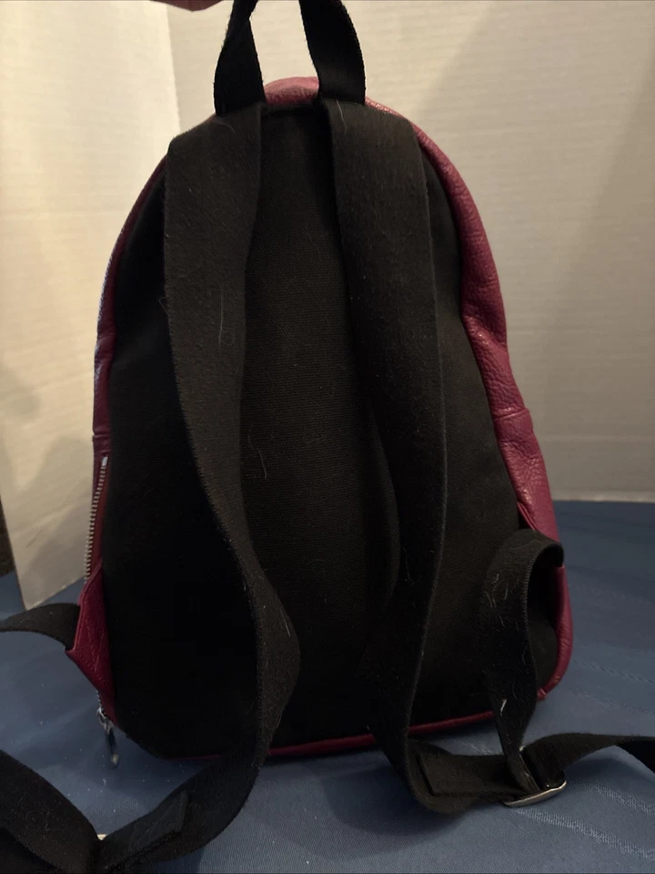 State Bag Plum Cowhide Leather Mini Bloomer Back Pack 4 Zipper Pockets - Imagem 4 de 4