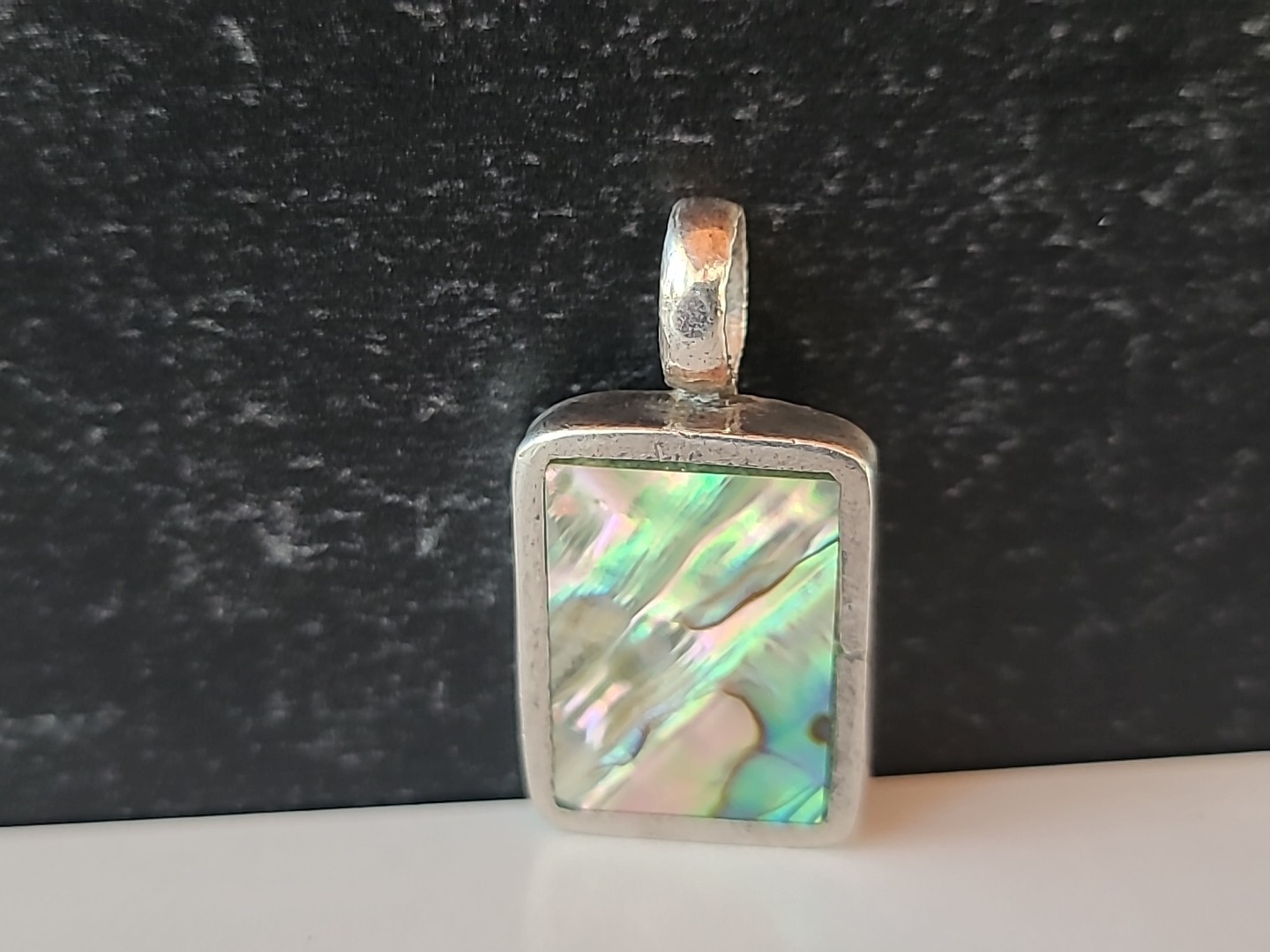 925 Sterling Silver Abalone Shell Rectangular Pen… - image 2