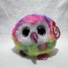 TY Puffies Beanie Balls OWEN the Owl 4” Ty Beanie Babies Stuffed Animal Plushie