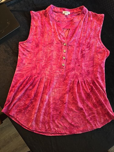 Westport Damen rosa Paisley Boho Bauern ärmelloses Top Plissee Größe M
