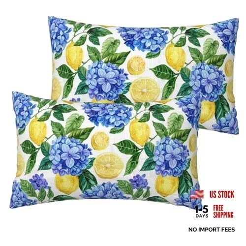 Summer Lemon 20" x 12" (Pack of 2) Summer Blue Yellow Lemon Hydrangea