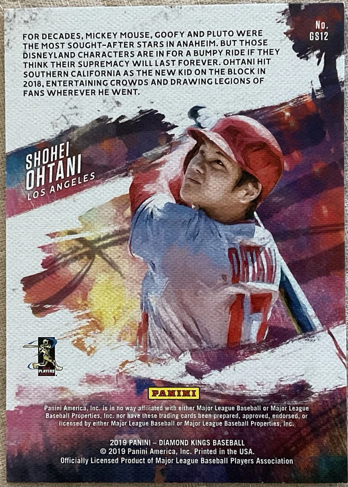 2019 Diamond Kings Shohei Ohtani  Gallery Of Stars Insert GS12 - Image 2 of 2