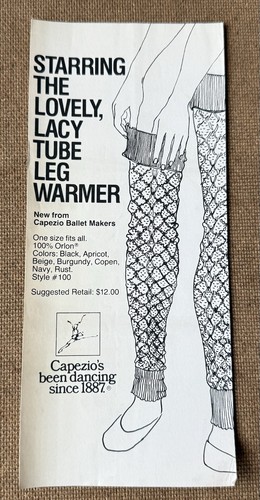 Calentador de piernas de ballet Capezio vintage de los años 80 anuncio tubo de encaje piernas de baile - Imagen 1 de 9