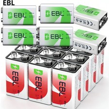 EBL 9V Li-ion Battery Rechargeable 6F22 600mAh,  280mAh 9-Volt Ni-MH Lot