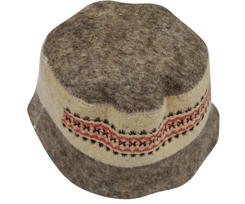 Wool Sauna Hat Embroidered Ukrainian ornament Vyshivanka