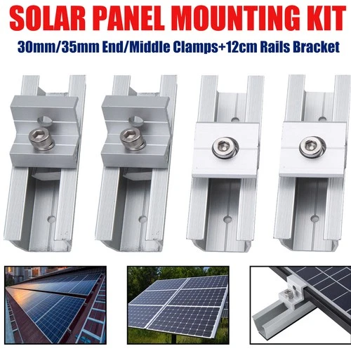 1-10x 30mm/35mm Solar Panel Rail Bracket Mounting Aluminium Fixing End/Mid Clamp