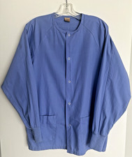Healthcare Fashion Seal Scrub Jacket Sz M Blue Long Sleeve Snap Front Pockets
