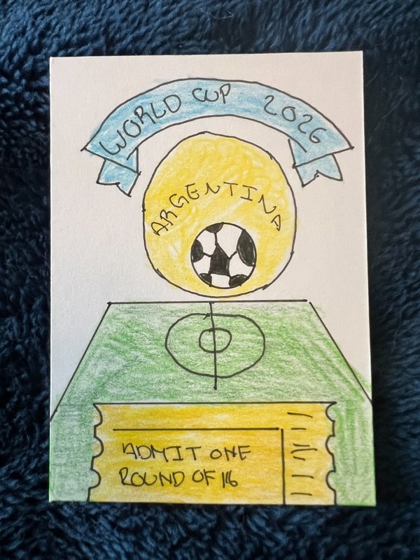 ACEO World Cup Round of 16 Trading Card Hand Drawn Argentina