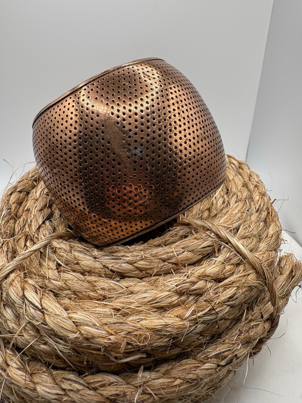 Textured Grid Solid Copper Wide Bangle Chunky Bra… - image 3