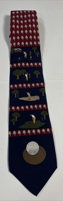 Golf Necktie Vicky Davis Tee Time Golfer Men's Tie 100% Silk Golfer New York
