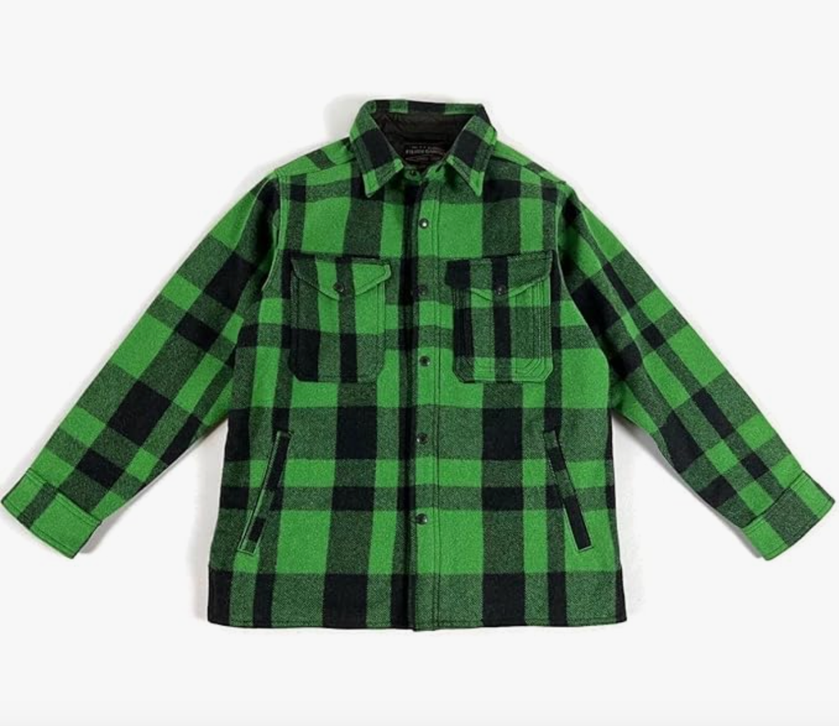 希少未使用 FILSON マッキーノ ジャックシャツ アシッドグリーン ブラック FILSON Mackinaw Wool Jac Shirt S Acid Green Plaid Black Lined
