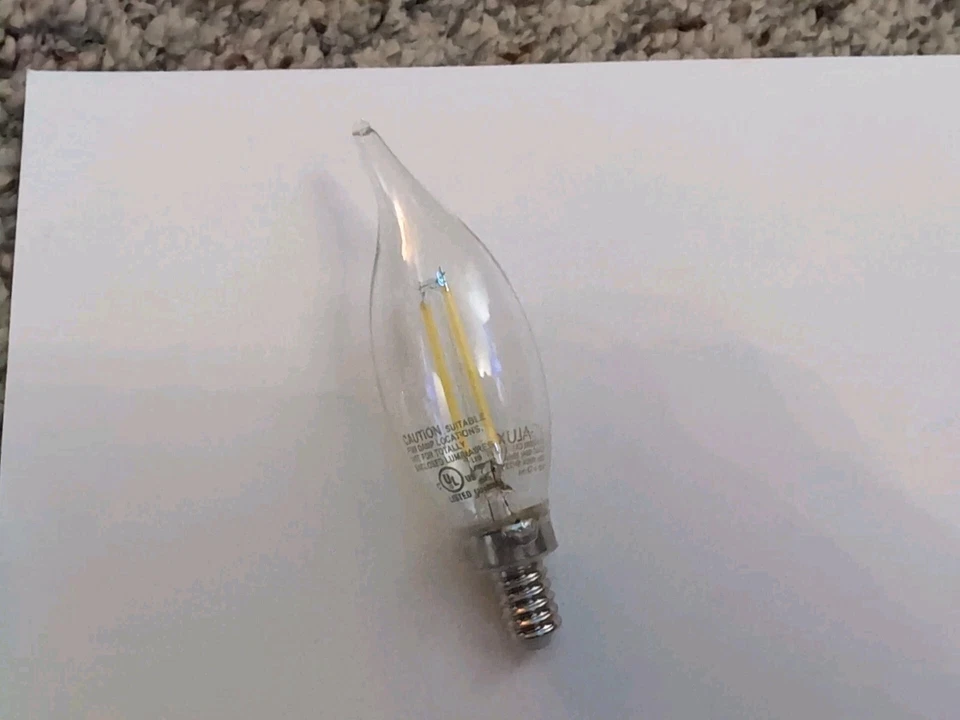 SIGALUX Candelebra Bulb Clear 3 Watt LED CA10/E12 Base Dimmable 12-Pack NEW - Image 4 of 4