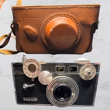 Argus C3 35mm Rangefinder Camera 50MM Cintar Lens Leather Case Vintage Argus