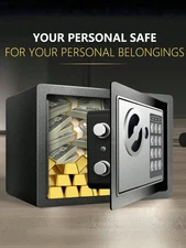 Dual Key & Digital Lock Safe Battery Powered Compact Safe Vault For Cash Jewelry