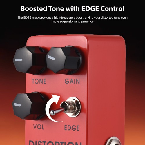 Guitar Metal Distortion Effects Pedal TONE/GAIN/VOL/EDGE DC 9V 6.35mm Input/ BBY - Picture 7 of 11
