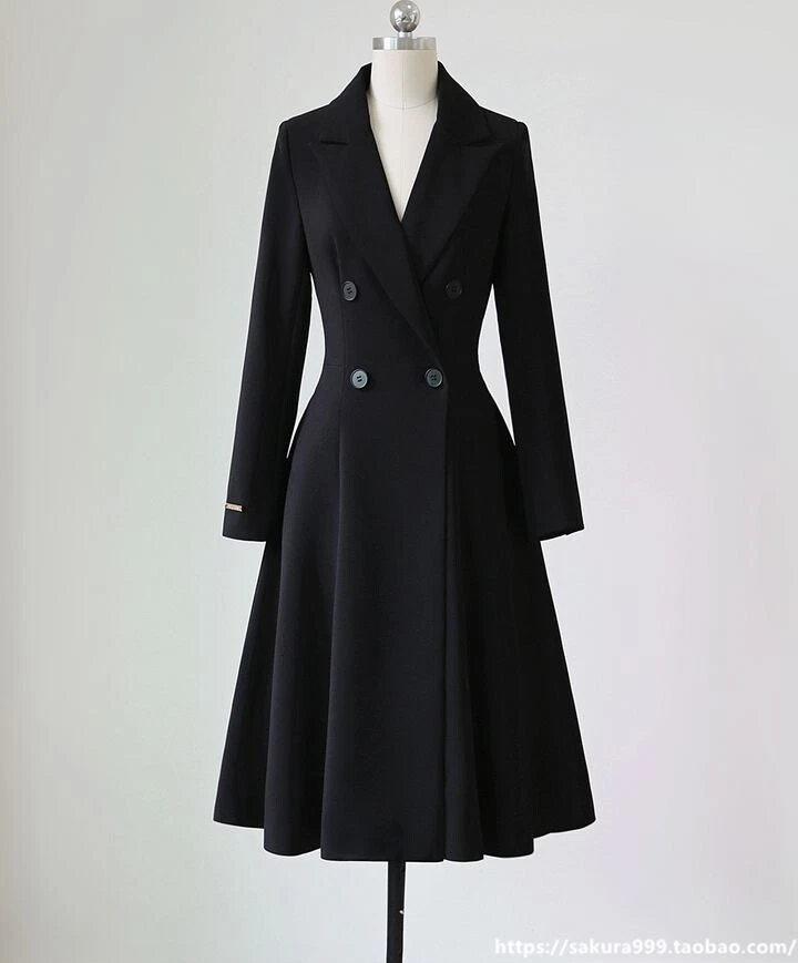 Made to orde Check A LINE swing trench coat jacket plus 1x-10x (SZ16-52) Y119