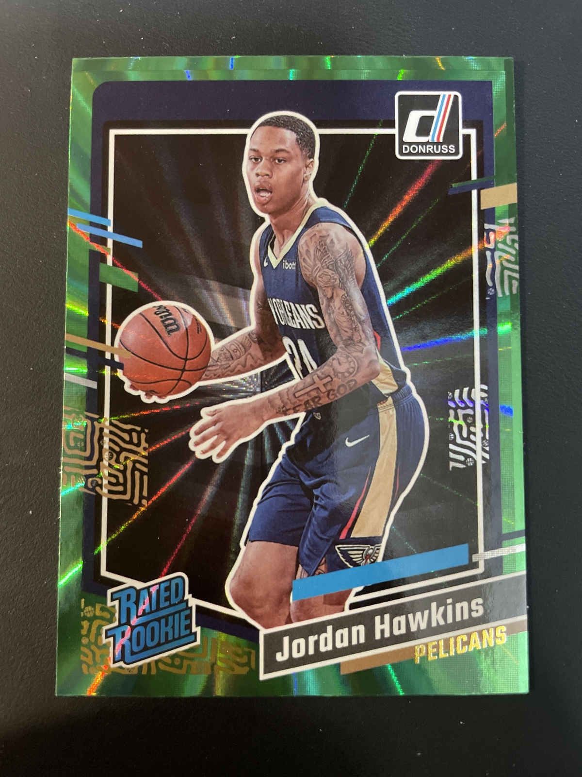 2023-24 Panini Donruss Jordan Hawkins Rated Rookie Green Laser Pelicans #219