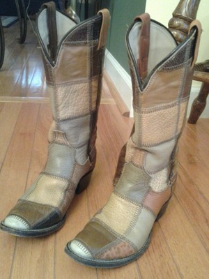 patchwork boots womens