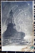 WWI. Derfflinger in The Midst of Great Fireworks on 10/11/1918. German Revolt