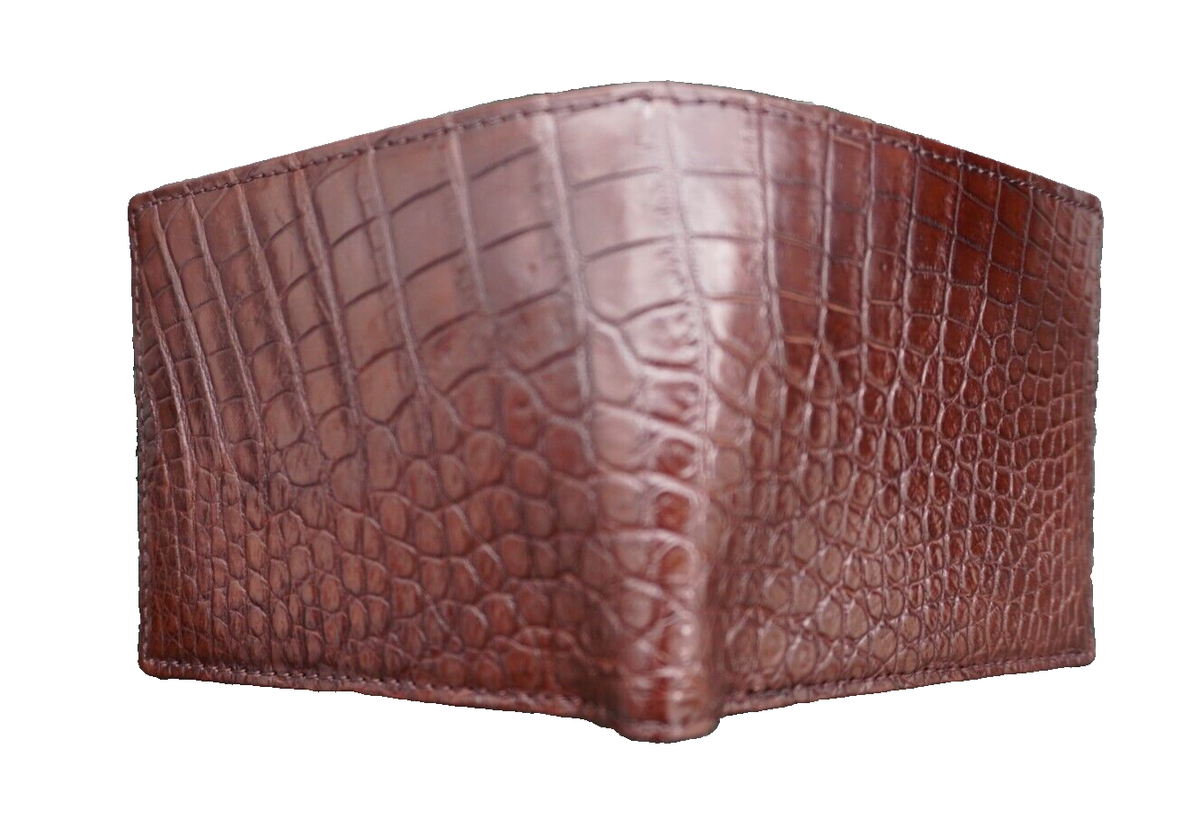 Real Allig Crocodile Wallet SKIN Leather Bifold Men's Brown