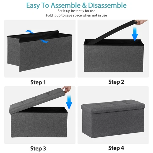 Folding Storage Ottoman Bench Foot Rest Foot Stool for Bedroom Entryway Indoor - Imagen 88 de 93