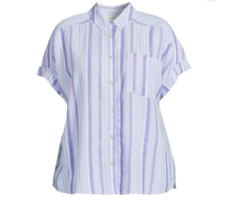 Terra & Sky Women's Plus Utility Camp Shirt Purple 4X (28W-30W) NEW~FAST SHIP!