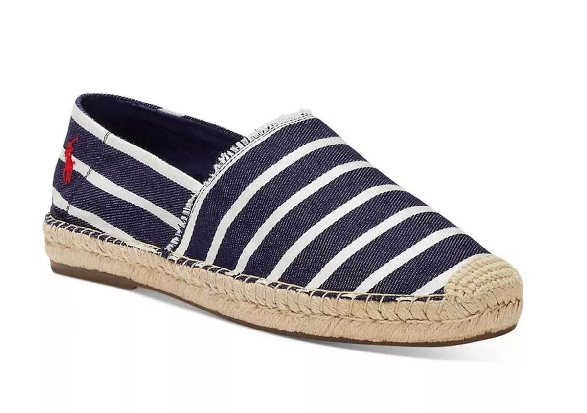 Polo Ralph Lauren Authentic Cevio Madras Espadrilles Navy White