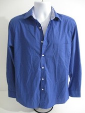 Society of Threads Men's Blue Dress Shirt Size 15 38 Regular Fit Easy Care