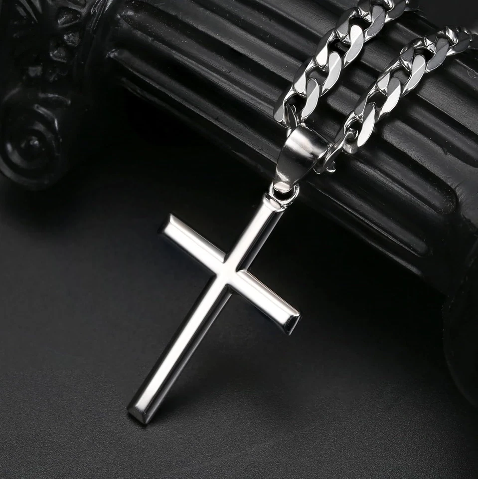 Collana Croce Uomo, Collana Con Pendente a Croce in Argento Sterling 925, Crocif - Immagine 4 di 4