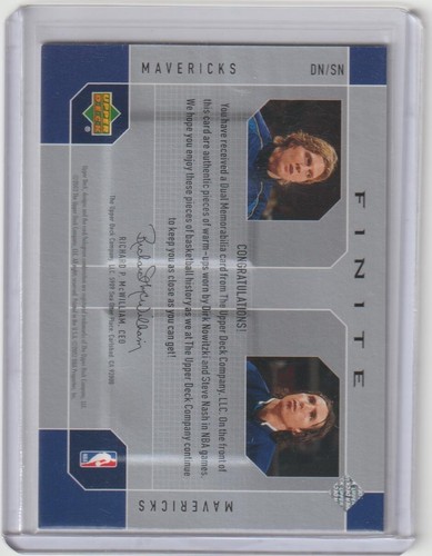Nowitzki & Nash 2002-03 Upper Deck Finite Elements Memorabilia #DN/SN Mavericks - Picture 2 of 2