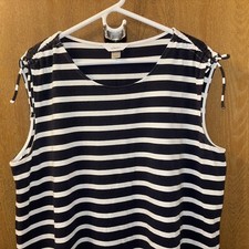 CJ Banks Women's Blue Striped Cotton Blend  Dress Sz 2X