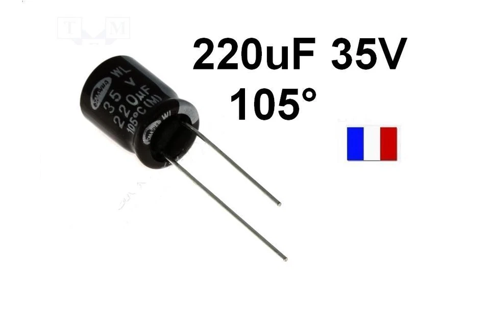 Condensateur 220uF 220µf 35V RADIAL 105°