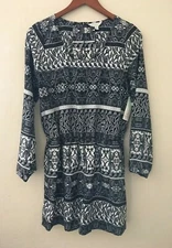 Decree Womens Romper One Piece Shorts Black White Print Large NWT