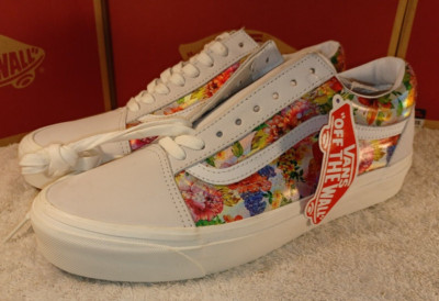 Vans Men's 9.5/Women's 11 Old Skool Satin Floral Leather/Canvas 