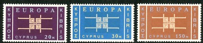Cyprus 1963 Europa Scott #229-231, SG 234-236 Mint NH Cat $64.00