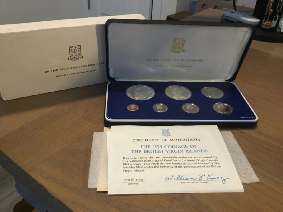 1979 British Virgin Island 7 Coin Silver Proof Set In Original Box, 1.96oz ASW! - Image 3 of 4