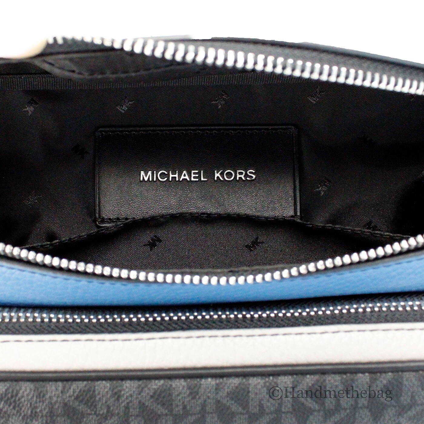 Michael Kors Cooper Large Blue Multi Leather Embroidered Logo Utility Belt Bag image 6