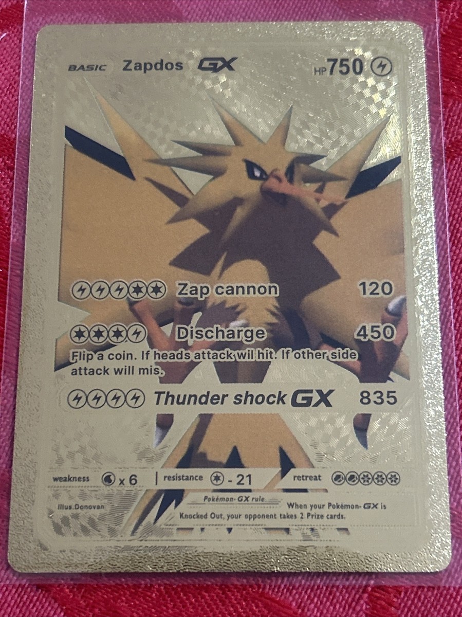 Zapdos GX Zap Cannon Hp750 Gold Foil Fan Art Display Card M/NM | eBay
