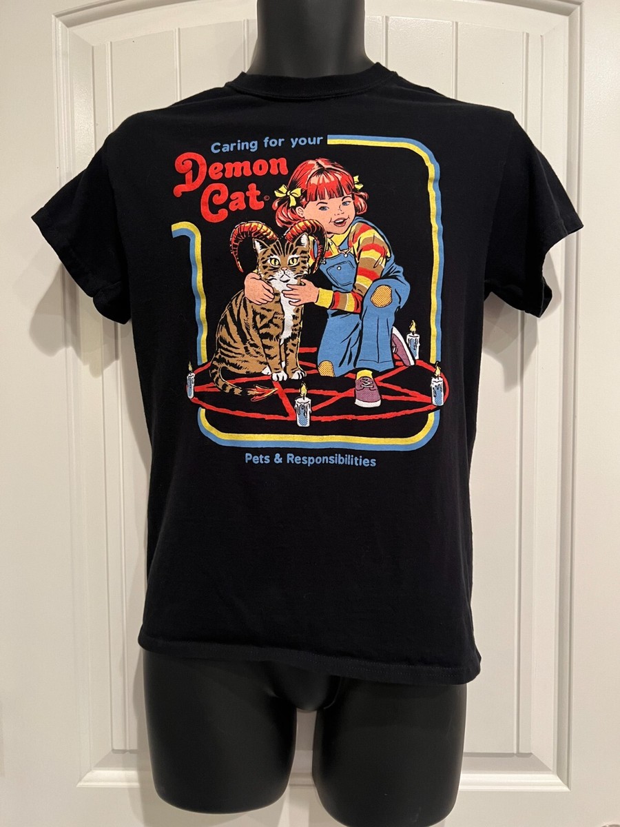 Caring For Your Demon Cat T-Shirt - Steven Rhodes - Size Small